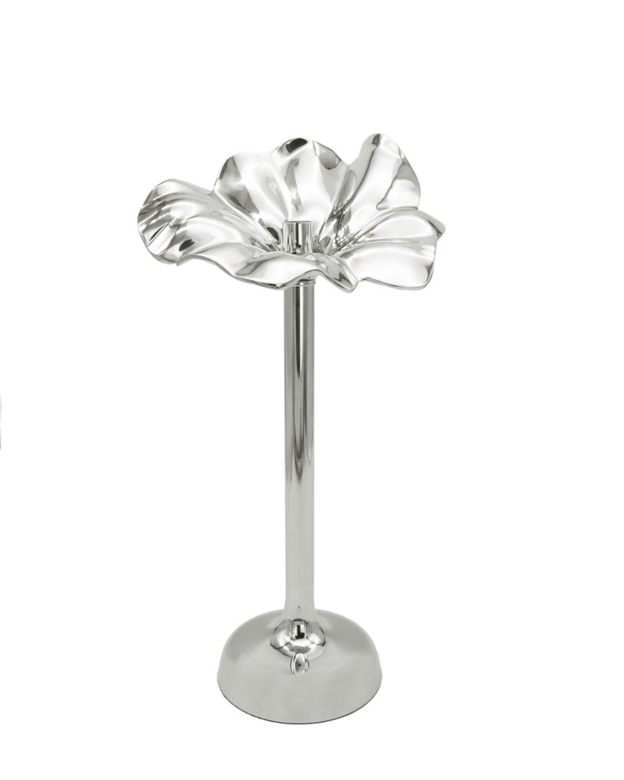 Decor Godinger | Blossom Platinum Tapered Candle Holder 18.5"