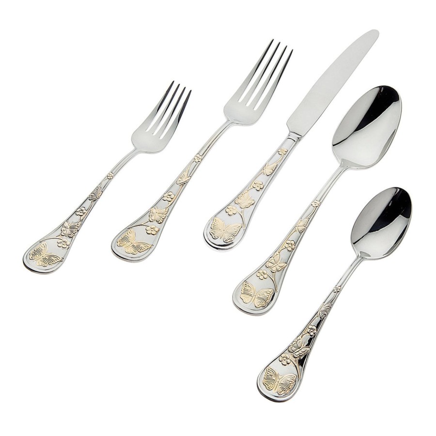 Flatware & Serveware Godinger | Butterfly Sandblast 24Kt Gold Plated 18/10 Stainless Steel 20 Piece Fl