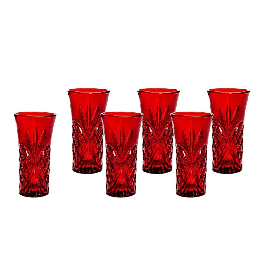 Kitchen Godinger | Dublin Crystal Red Vodka Shooters, Set Of 6