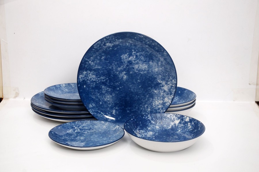 Dining Godinger | Wingate Blue Porcelain 12 Piece Dinnerware Set, Service For 4