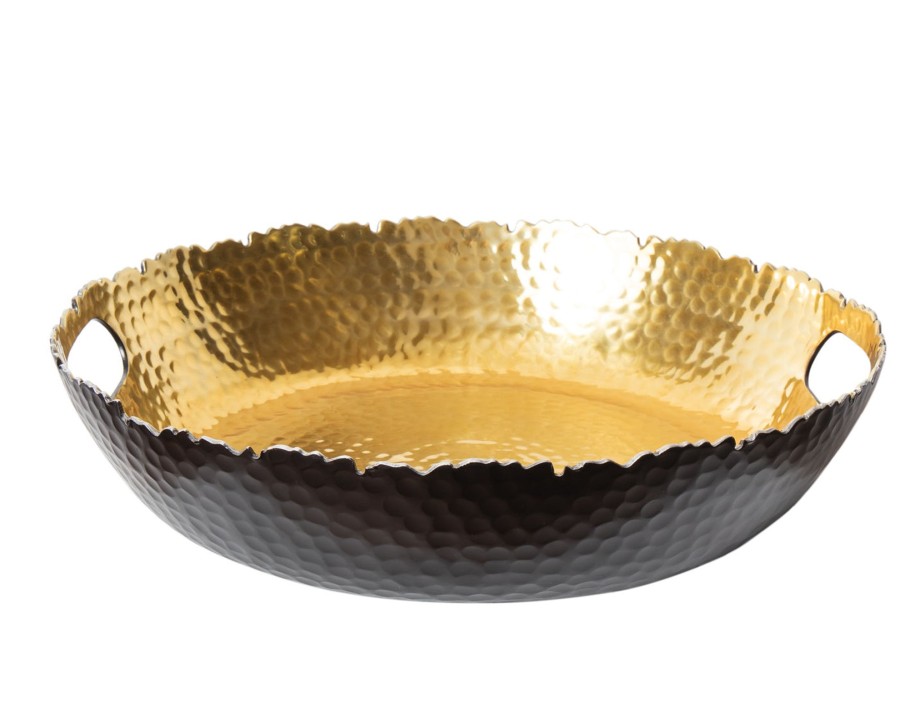 Kitchen Godinger | Munro Black & Gold Hammered Serving Tray