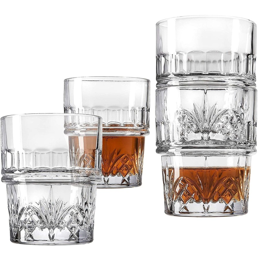 Glassware & Barware Godinger | Dublin Crystal Stackable Double Old Fashion Glass, Set Of 4