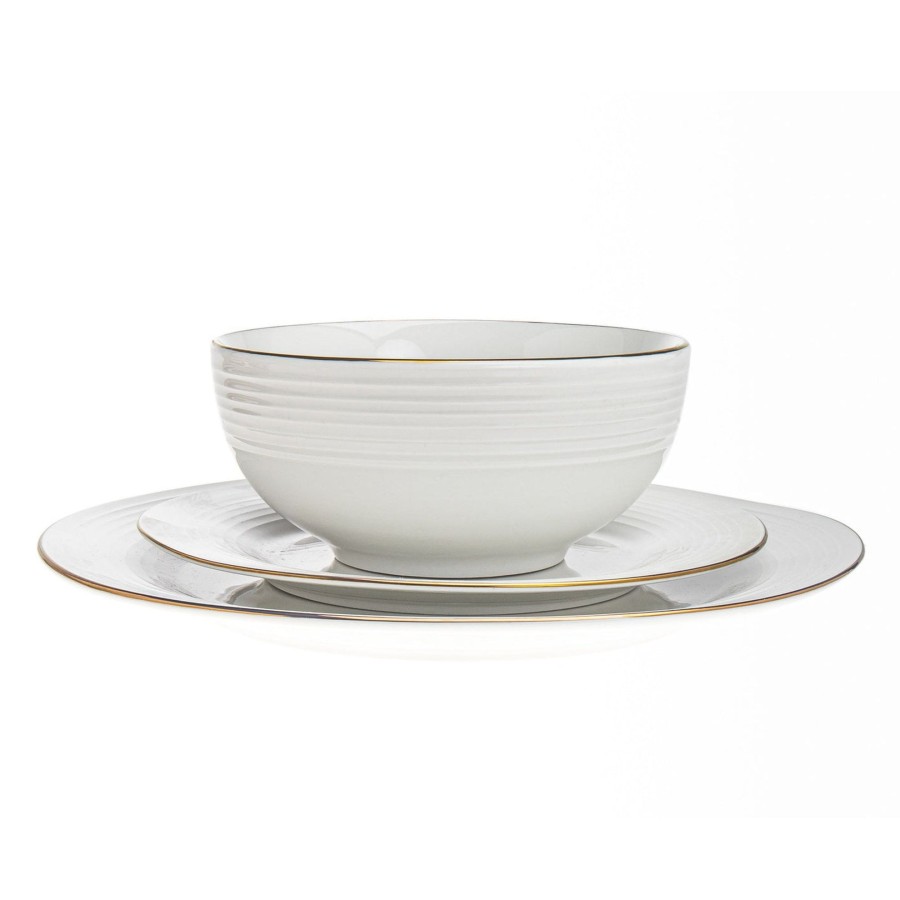 Dining Godinger | Saba Porcelain Gold Rim 18 Piece Dinnerware Set, Service For 6