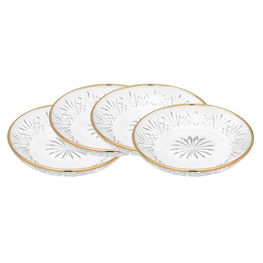 Dining Godinger | Dublin Crystal Gold Rim Dessert Plates, Set Of 4