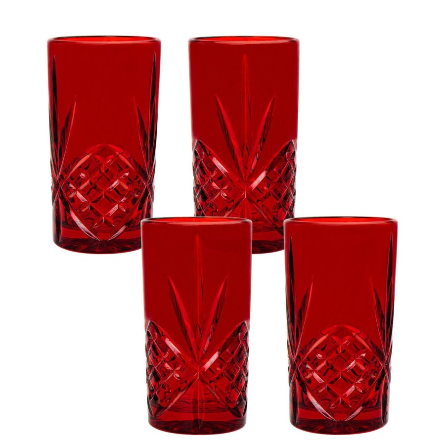 Glassware & Barware Godinger | Dublin Crystal Red Highball, Set Of 4