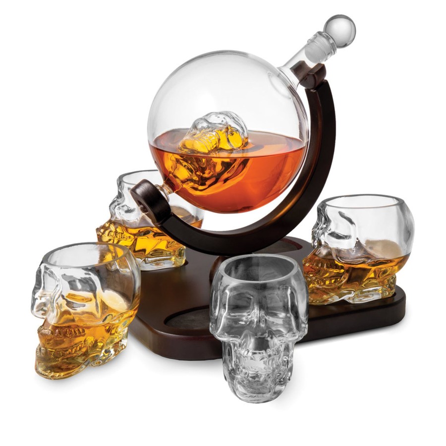 Glassware & Barware Godinger | Skull 5 Piece Whiskey Decanter Set