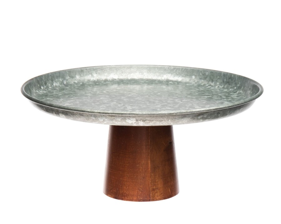 Kitchen Godinger | Farmstead Galvanized Footed Cake Stand