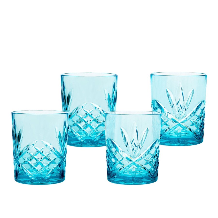 Glassware & Barware Godinger | Dublin Acrylic Blue Double Old Fashion, Set Of 4