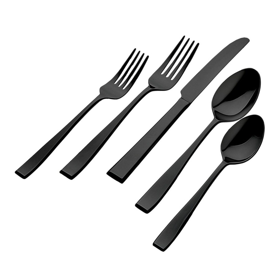 Flatware & Serveware Godinger | Flagstaff Mirrored Black 18/0 Stainless Steel 20 Piece Flatware Set, S