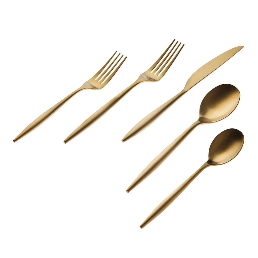 Flatware & Serveware Godinger | Milano Matte Gold 18/10 Stainless Steel 20 Piece Flatware Set, Service