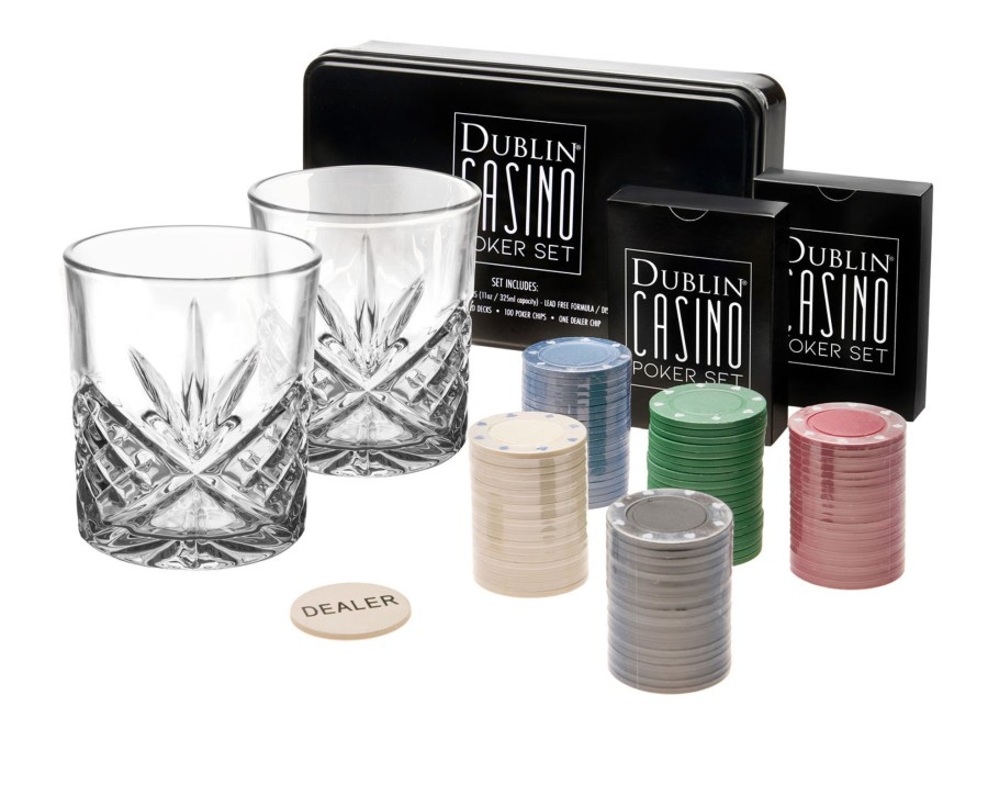 Glassware & Barware Godinger | Dublin Crystal Casino Poker Set