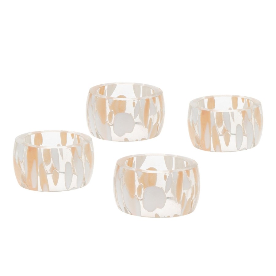 Dining Godinger | Pink Terrazo Glass Napkin Ring Set