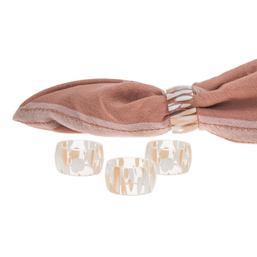 Dining Godinger | Pink Terrazo Glass Napkin Ring Set