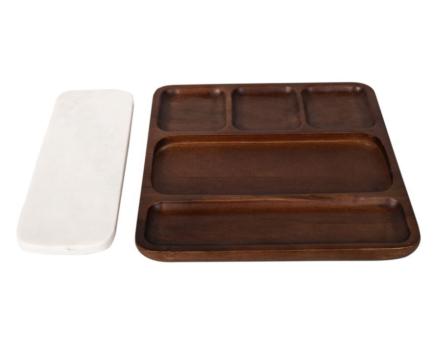 Kitchen Godinger | Variks Wood & Marble Appetizer Platter