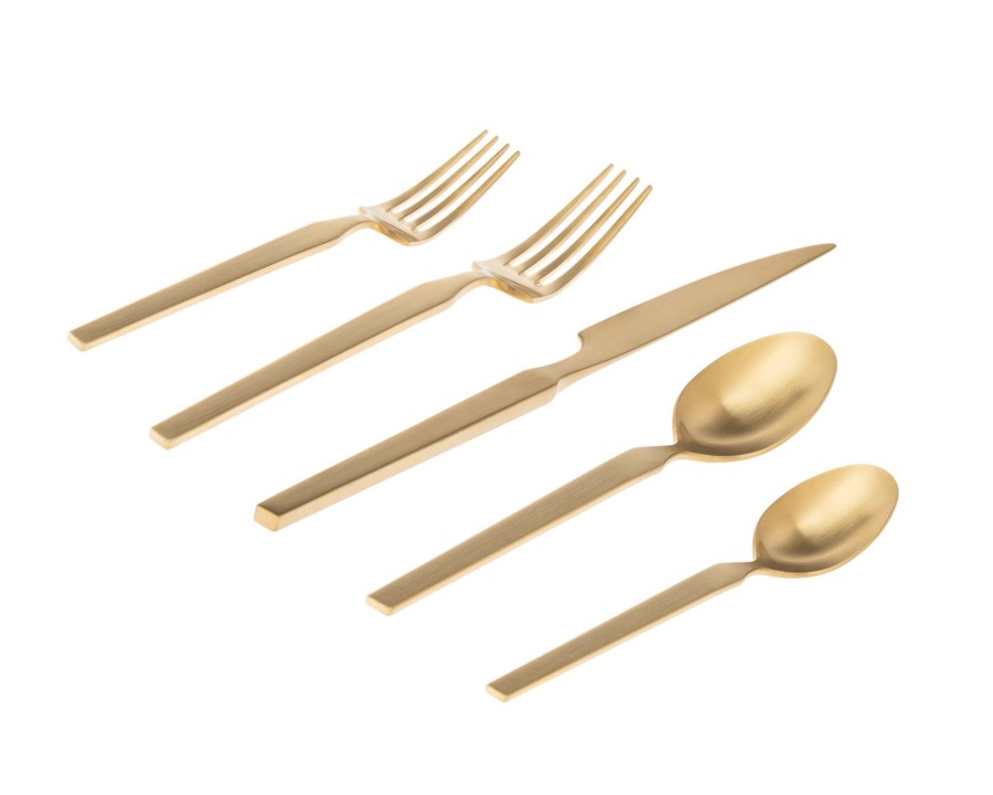 Flatware & Serveware Godinger | Podium Matte Gold 18/10 Stainless Steel 20 Piece Flatware Set, Service