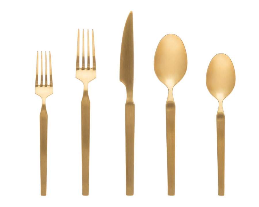 Flatware & Serveware Godinger | Podium Matte Gold 18/10 Stainless Steel 20 Piece Flatware Set, Service