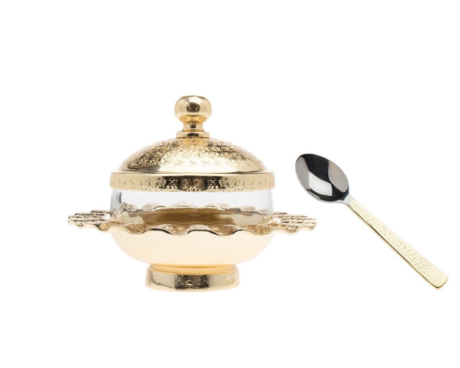 Kitchen Godinger | Ripple Gold Jam Jar With Spoon