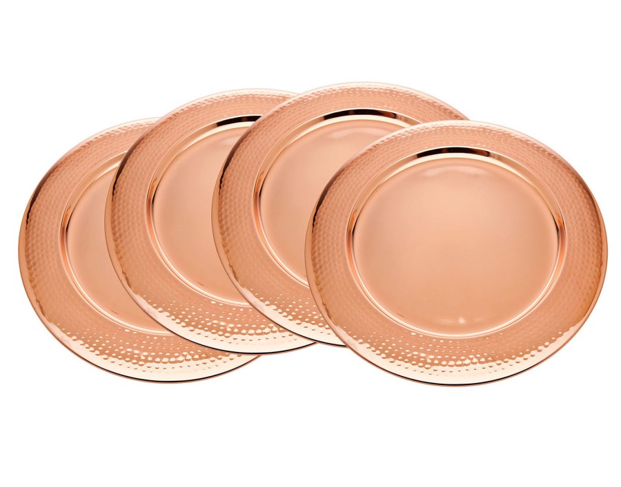 Dining Godinger | Hammered Rose Gold Charger Plate, Set Of 4