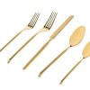 Flatware & Serveware Godinger | Ramp Mirrored Gold 18/0 Stainless Steel 20 Piece Flatware Set, Service