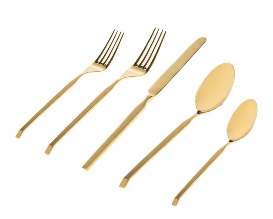 Flatware & Serveware Godinger | Ramp Mirrored Gold 18/0 Stainless Steel 20 Piece Flatware Set, Service