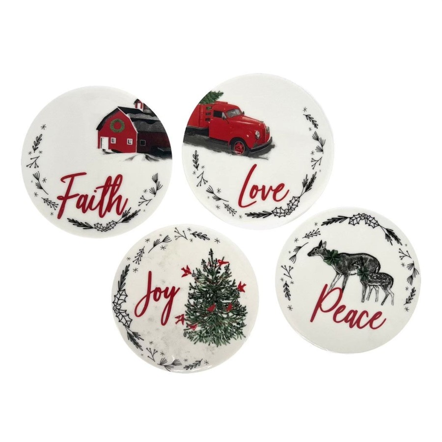 Glassware & Barware Godinger | Farmhouse Christmas Coaster Set