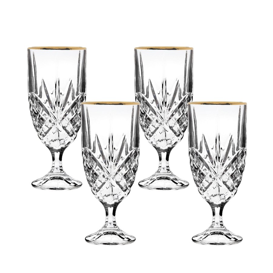 Glassware & Barware Godinger | Dublin Crystal Gold Rim Ice Tea Glass, Set Of 4