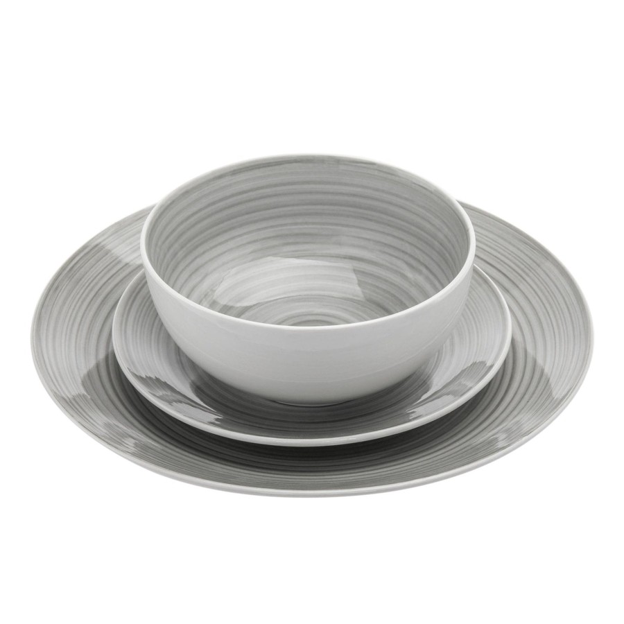 Dining Godinger | Spiral Grey Porcelain 12 Piece Dinnerware Set, Service For 4