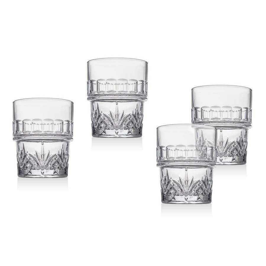 Glassware & Barware Godinger | Dublin Crystal Stackable Double Old Fashion Glass, Set Of 4