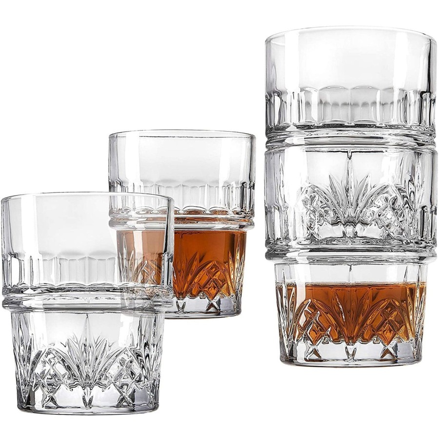 Glassware & Barware Godinger | Dublin Crystal Stackable Double Old Fashion Glass, Set Of 4