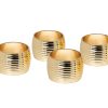 Dining Godinger | Ribbed Gold Napkin Ring Set