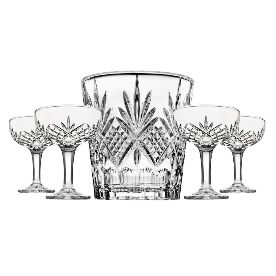 Glassware & Barware Godinger | Dublin Crystal 5 Piece Champagne Ice Bucket And Champagne Coup Set