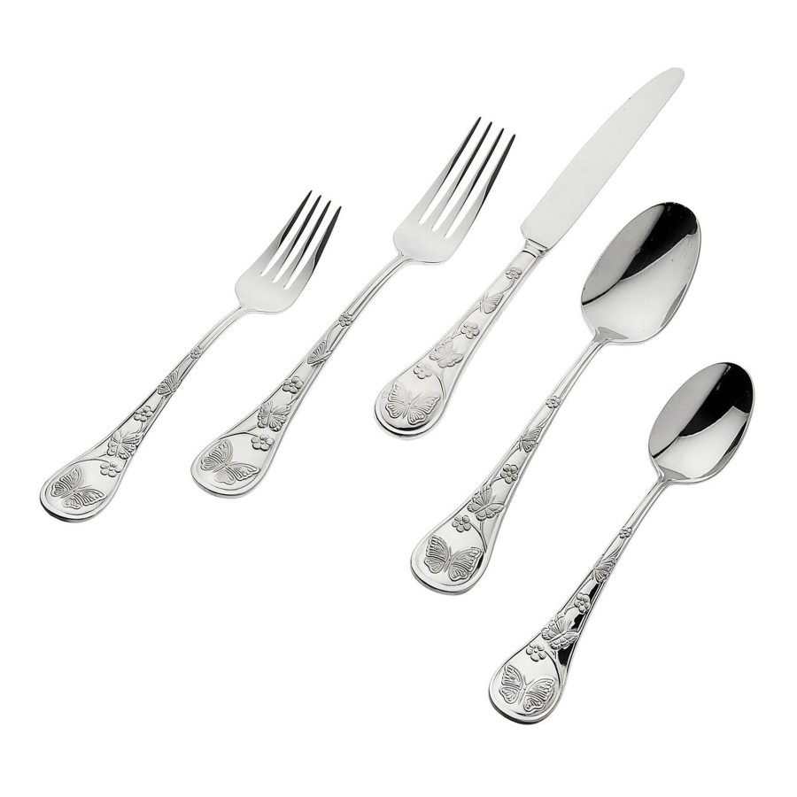 Flatware & Serveware Godinger | Butterfly Sandblasted 18/10 Stainless Steel 20 Piece Flatware Set, Ser