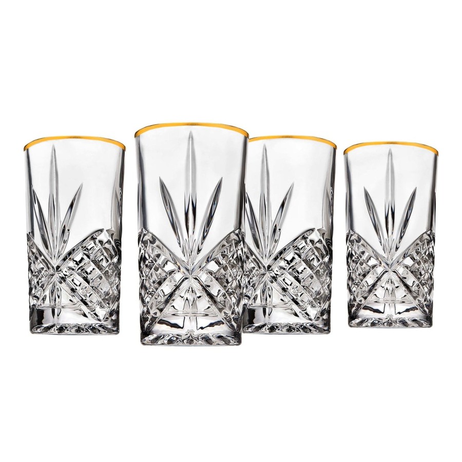 Glassware & Barware Godinger | Dublin Crystal Gold Rim Highball, Set Of 4