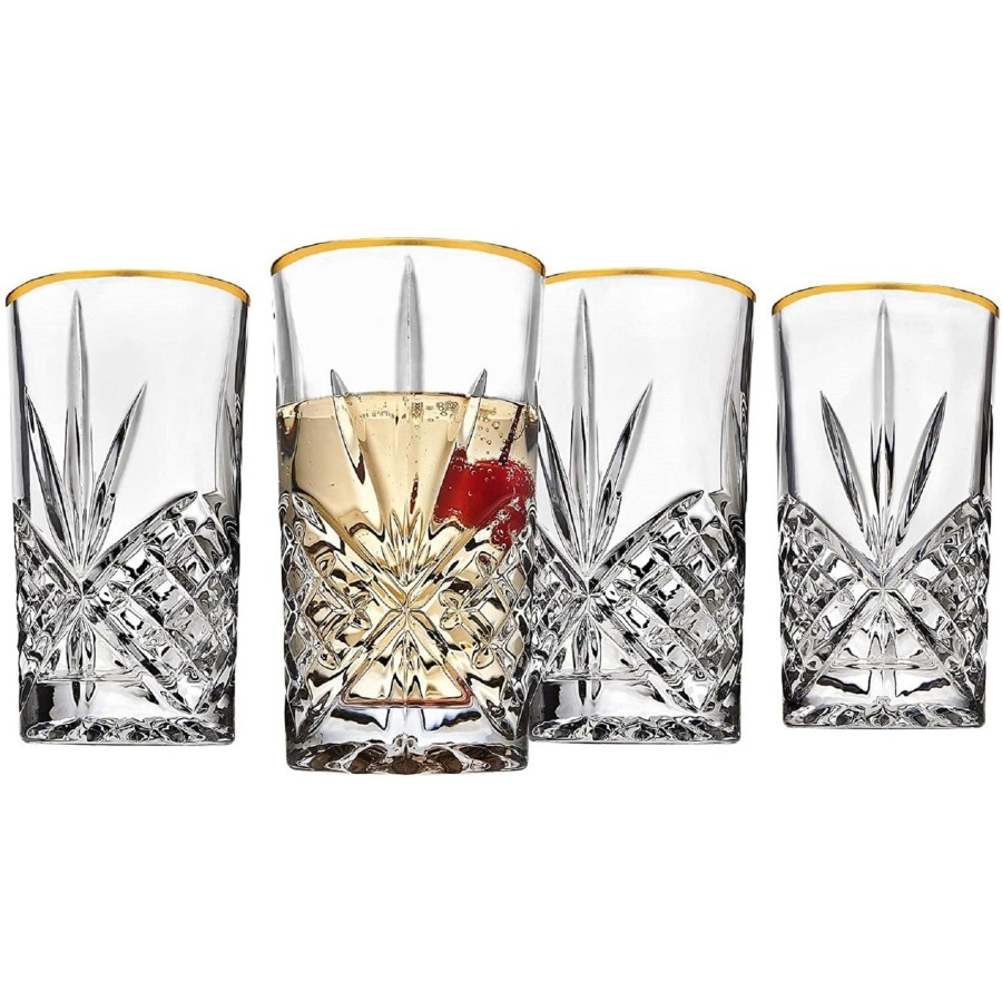 Glassware & Barware Godinger | Dublin Crystal Gold Rim Highball, Set Of 4