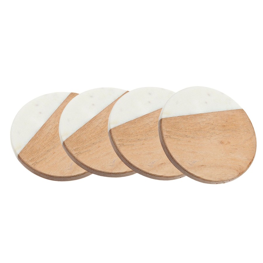 Glassware & Barware Godinger | Wood Marble Coaster Set