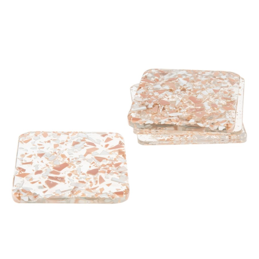 Glassware & Barware Godinger | Pink Terrazzo Glass Coaster Set