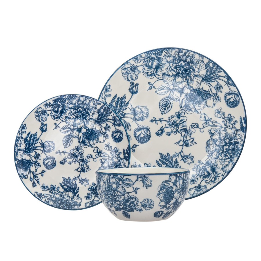 Dining Godinger | Banbury Blue Porcelain 12 Piece Dinnerware Set, Service For 4