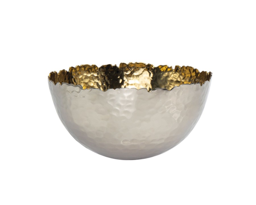 Kitchen Godinger | Munro Nickel & Gold Hammered Snack Bowl