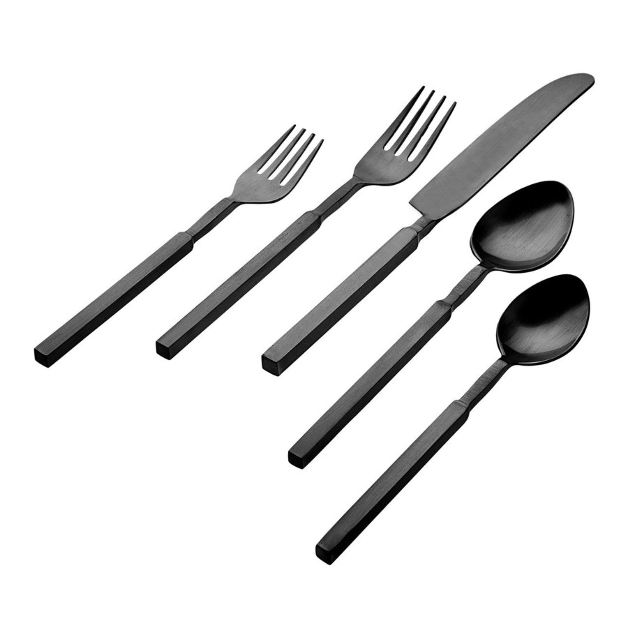 Flatware & Serveware Godinger | Cubit Matte Black 18/10 Stainless Steel 20 Piece Flatware Set, Service