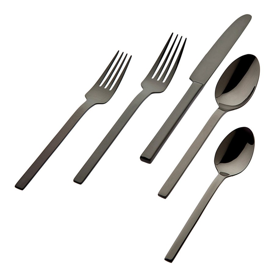 Flatware & Serveware Godinger | Atlas Mirrored Black 18/0 Stainless Steel 20 Piece Flatware Set, Servi