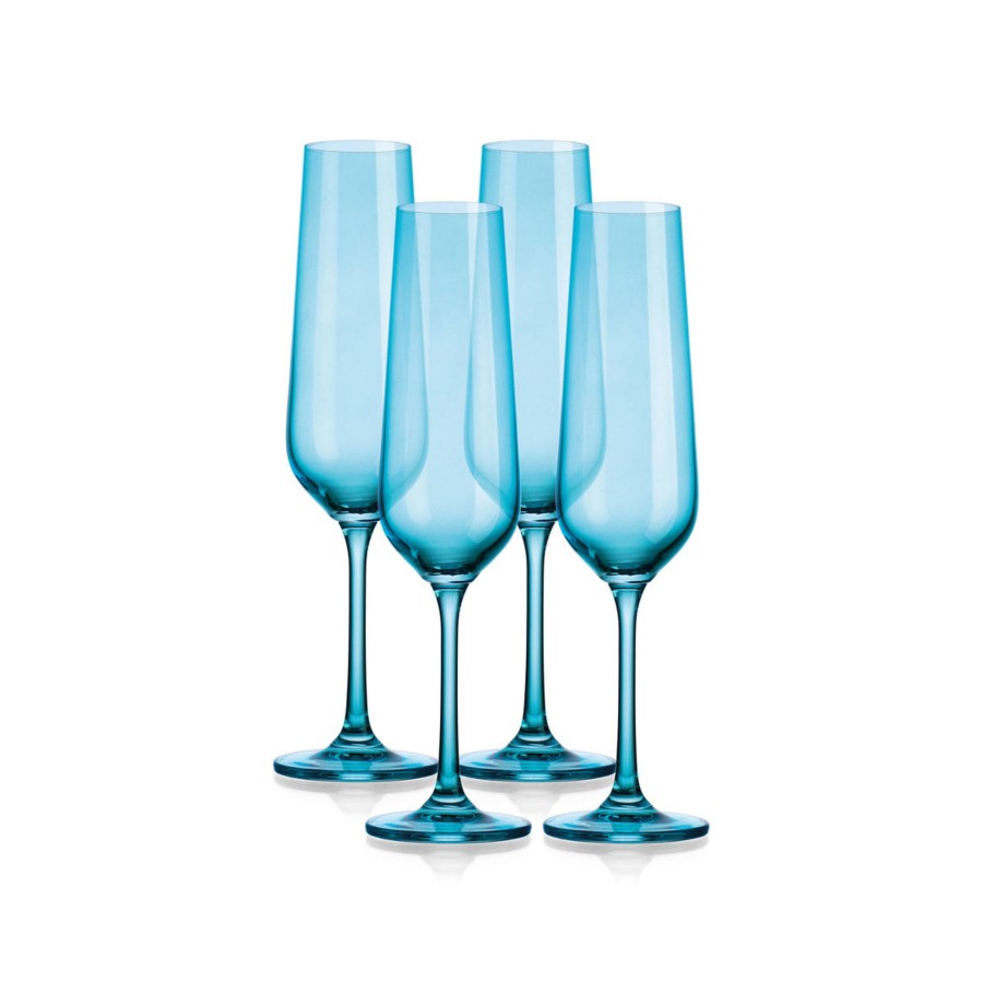 Glassware & Barware Godinger | Sheer Light Blue Flute, Set Of 4