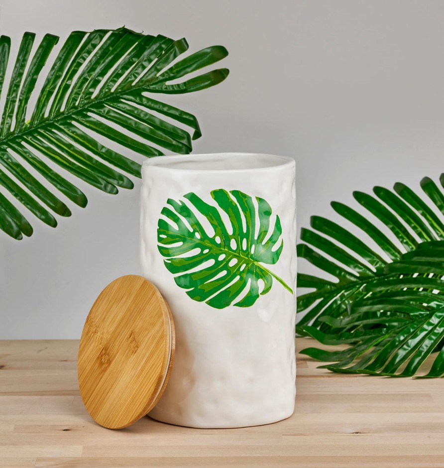 Kitchen Godinger | Monstera & Palm Leaf Large Storage Canister