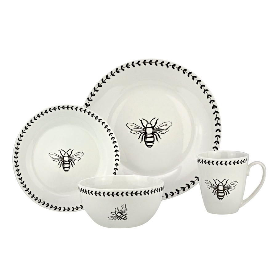 Dining Godinger | Beehive Porcelain 16 Piece Dinnerware Set, Service For 4